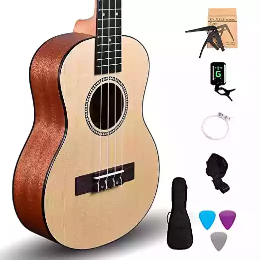 Kadence Ukulele 24" Concert Size + (Free online learning Course) Spruce wood ukelele Super combo with Strap, Tuner, Bag, Stri